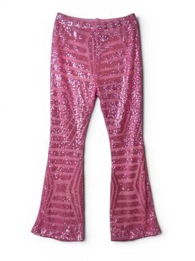 BLENCOT Sequin Wide Leg Palazzo Pants High Waist Flare Party Trousers L